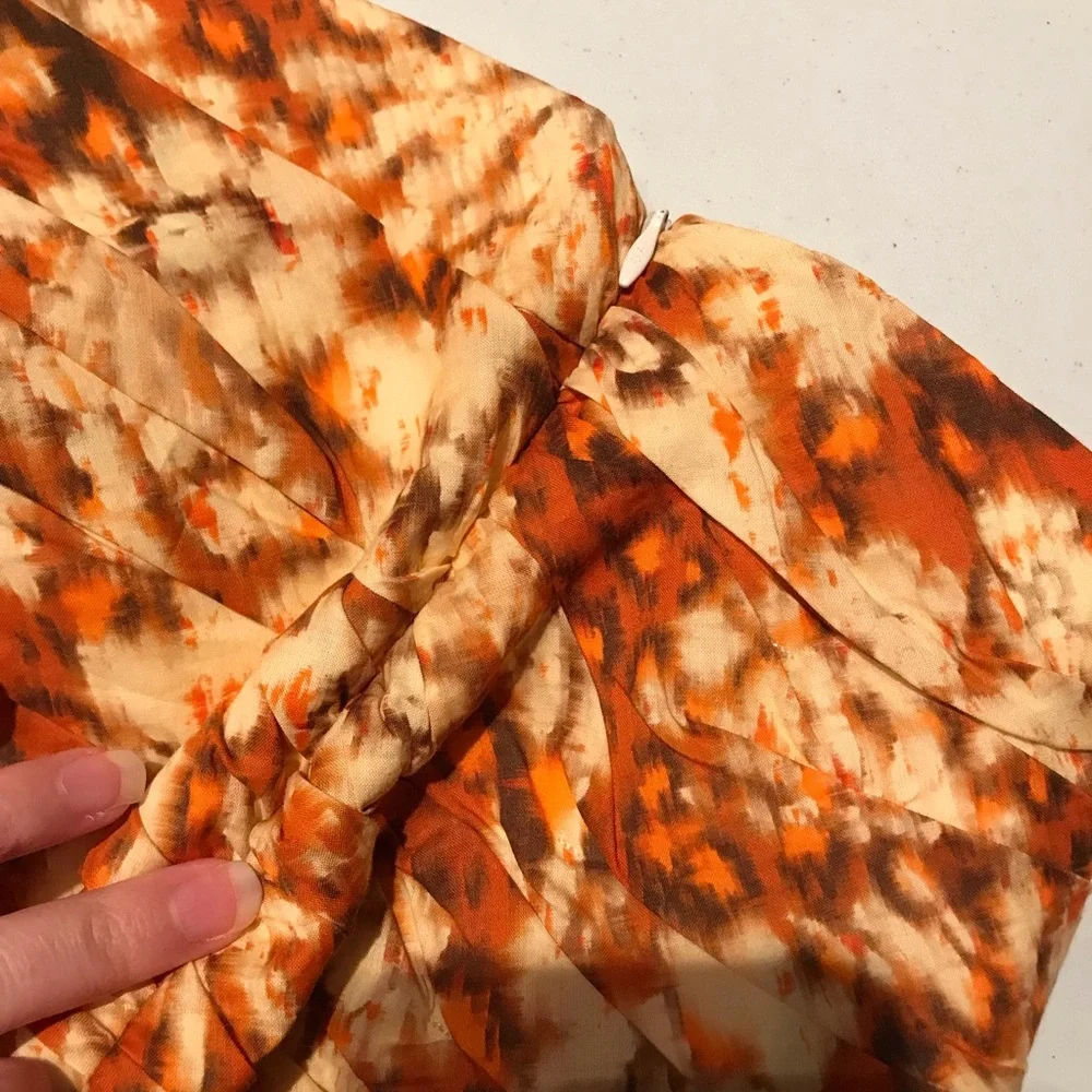 NWOT Zara Printed Ruched Crop Top in Orange Size Small - Picture 5 of 6